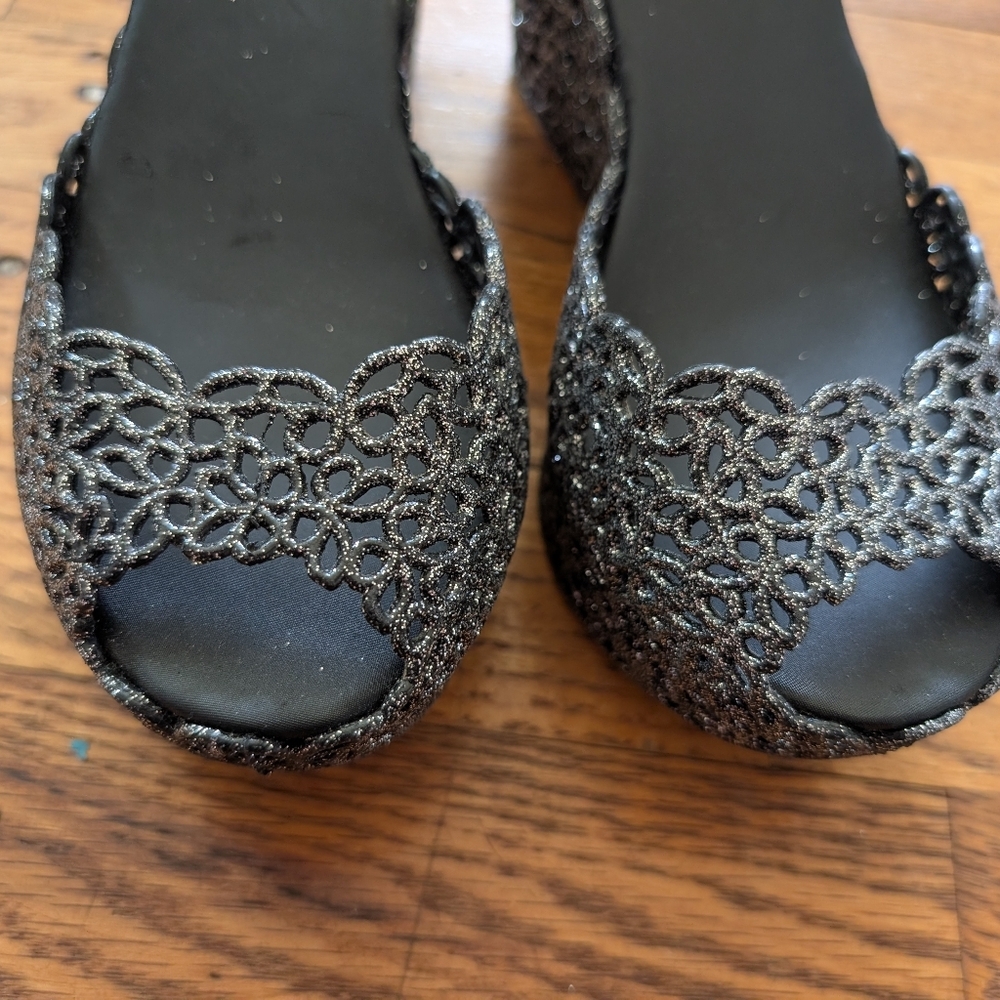 Chic by Lady Couture Glittery Butterfly jelly Platform Wedges - Picture 6 of 8